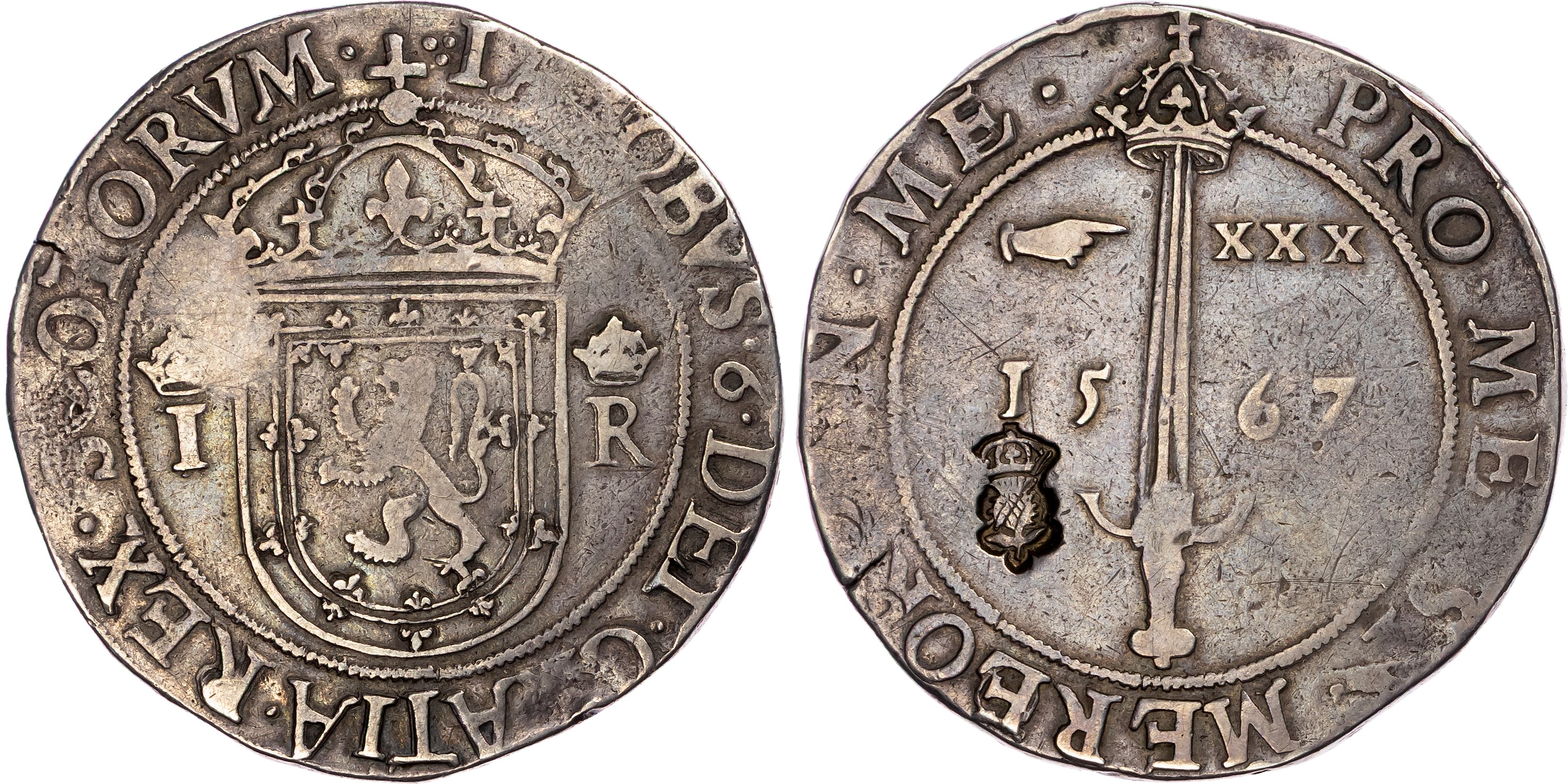 Scotland, James VI (1567-1625), First Coinage, AR Ryal or ‘Sword Dollar’, 1567.