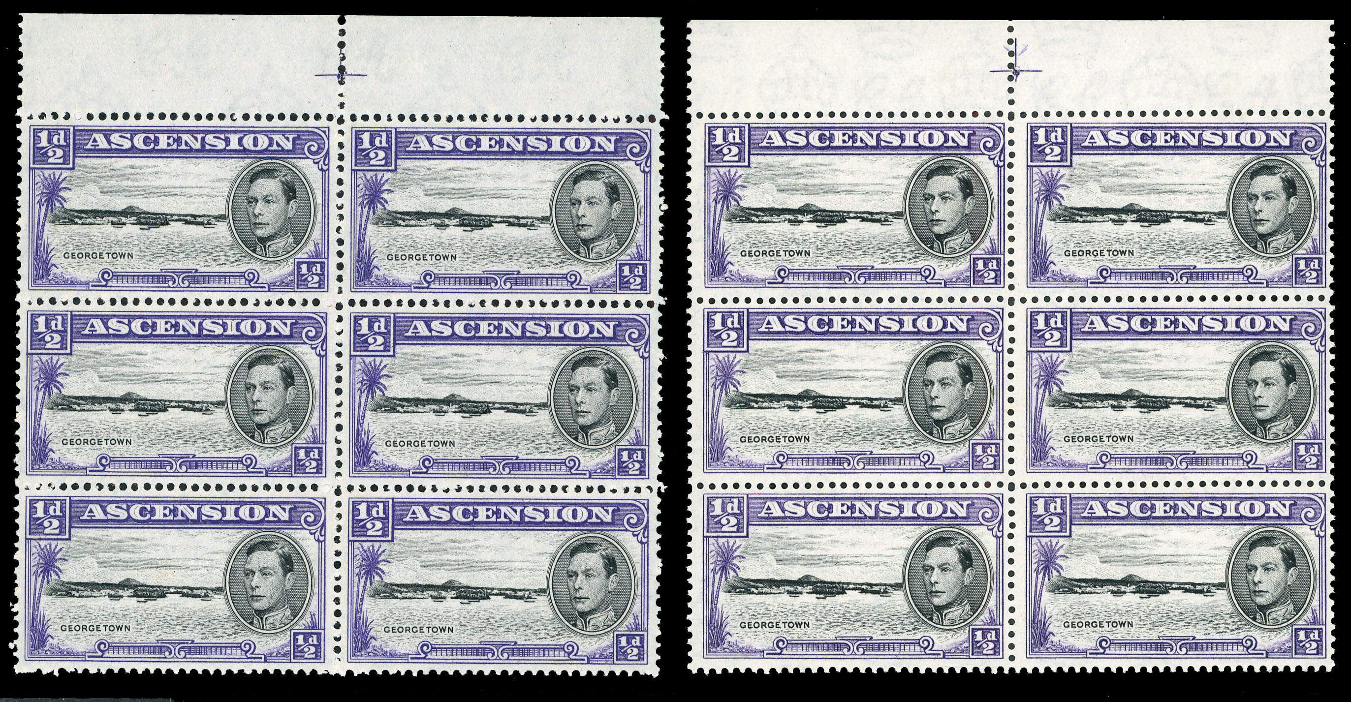 Ascension SG 38ba blocks mint