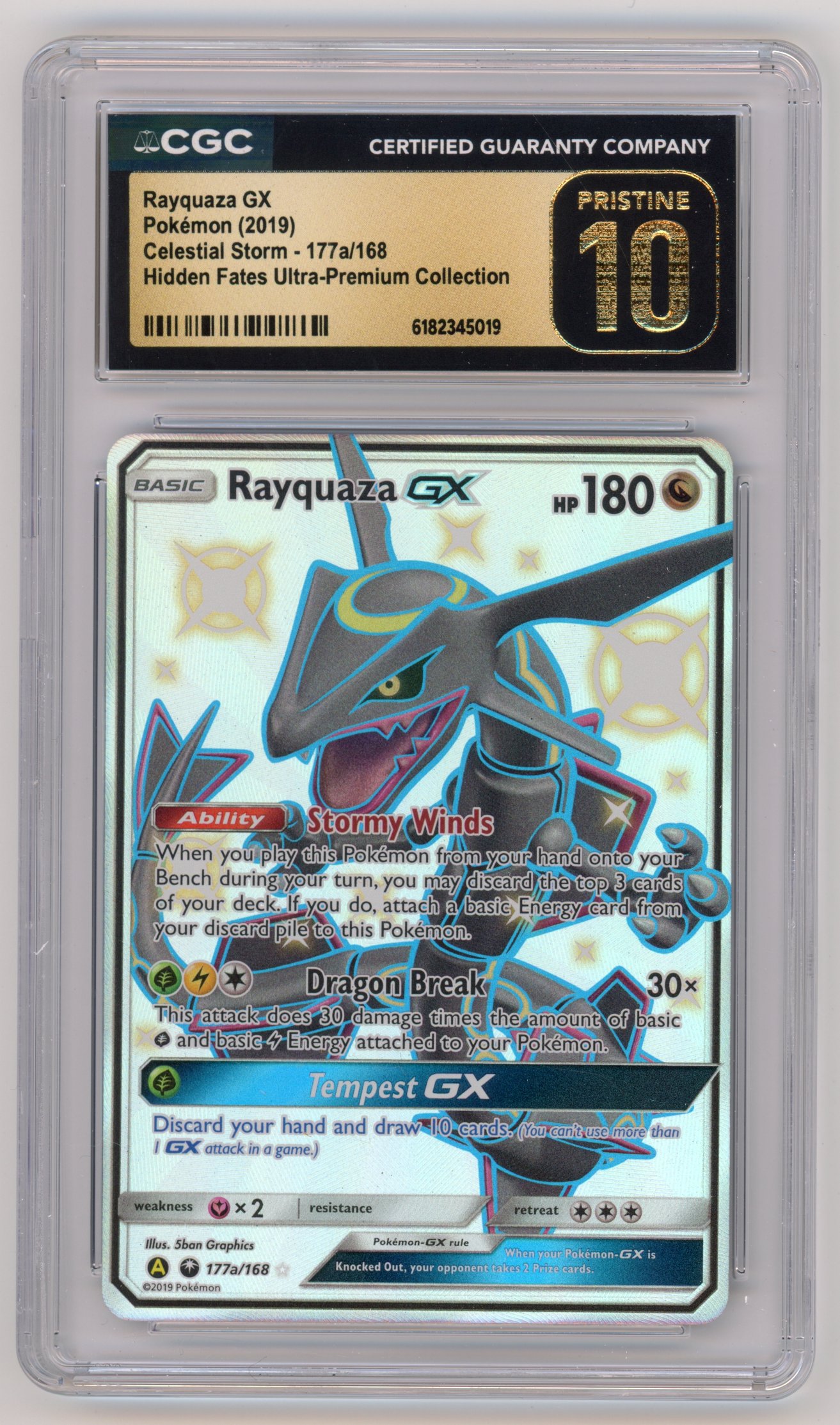 CGC PRISTINE 10 Rayquaza GX #177a (2018) Celestial Storm