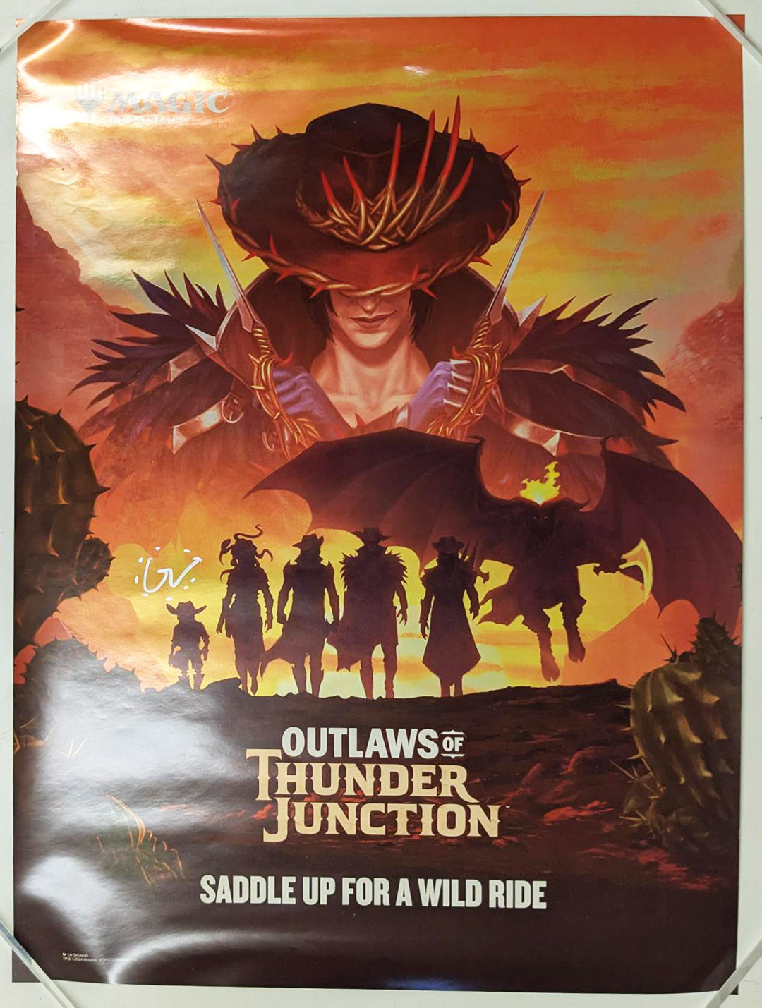 Outlaws of Thunder Junction Foil poster signed by Gavin Verhey