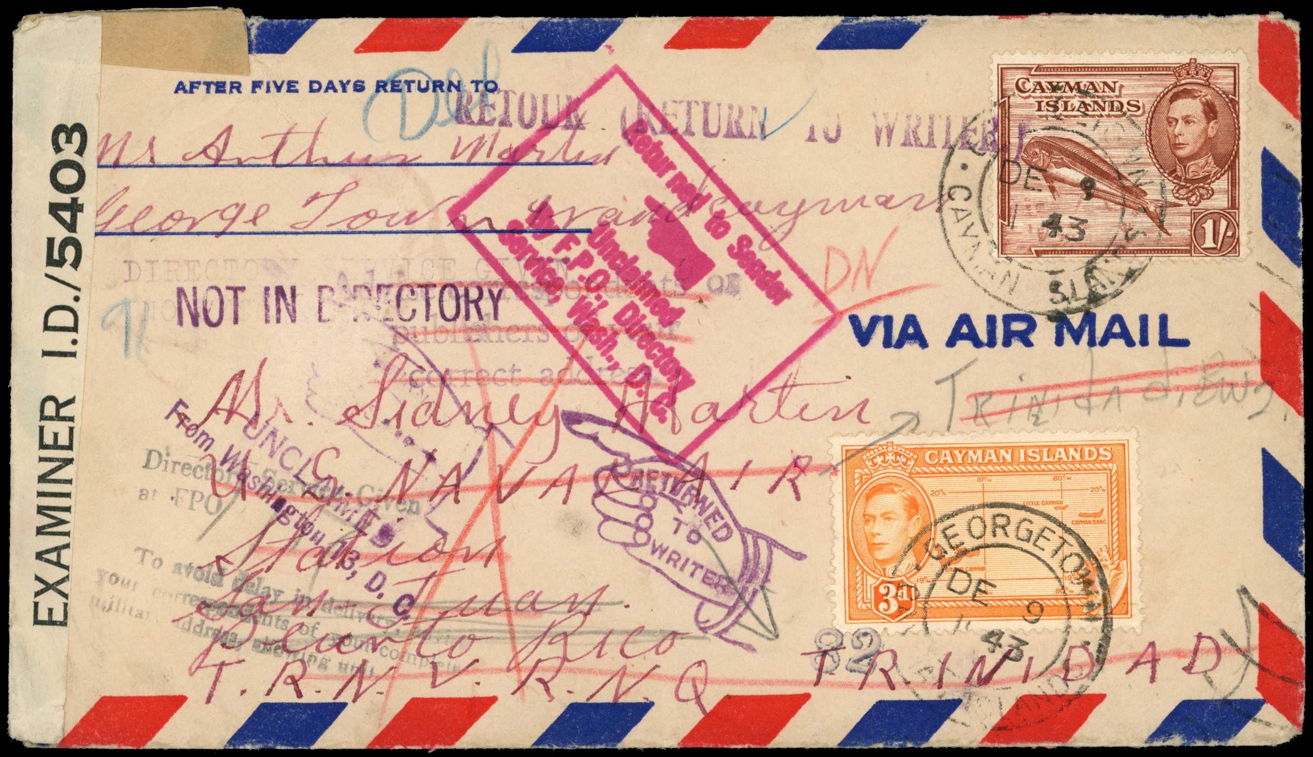 1942-43 Pair of well-travelled censored...