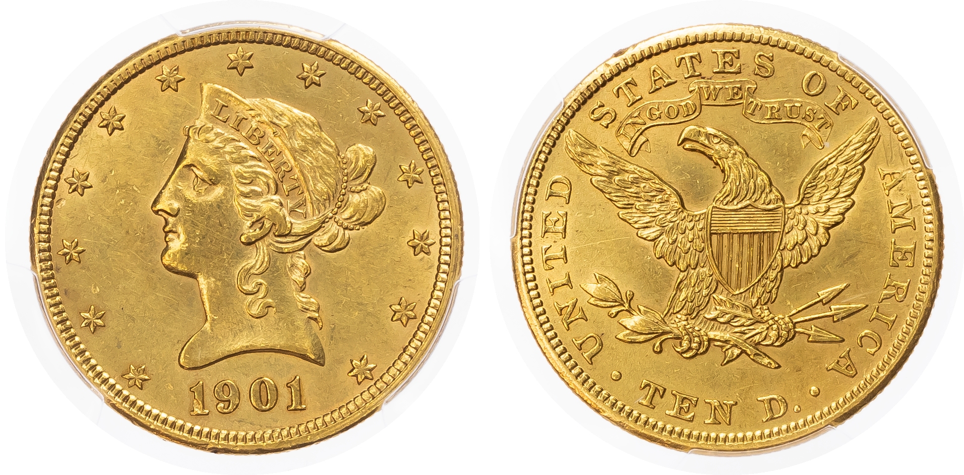 USA, Liberty gold 10 Dollars, 1901 - AU Details