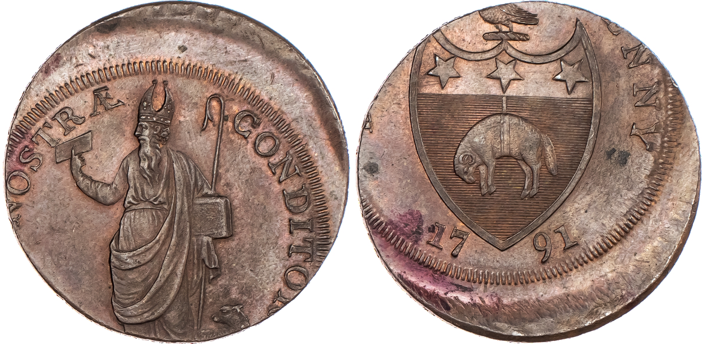 Leeds, Richard Paley Halfpenny 1791, as...
