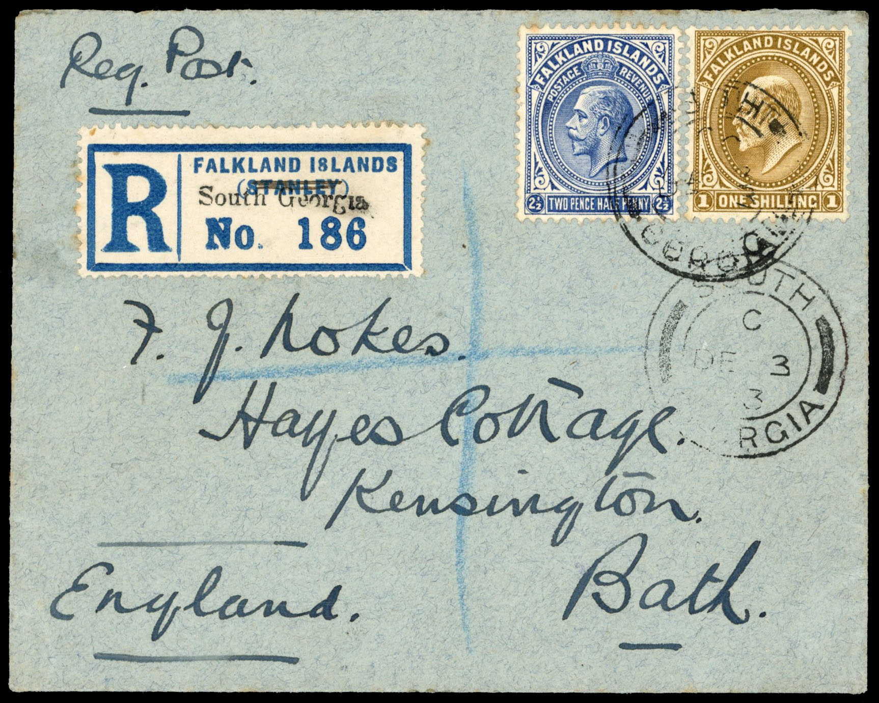 † FID South Georgia SG Z19, 25 on registered cover