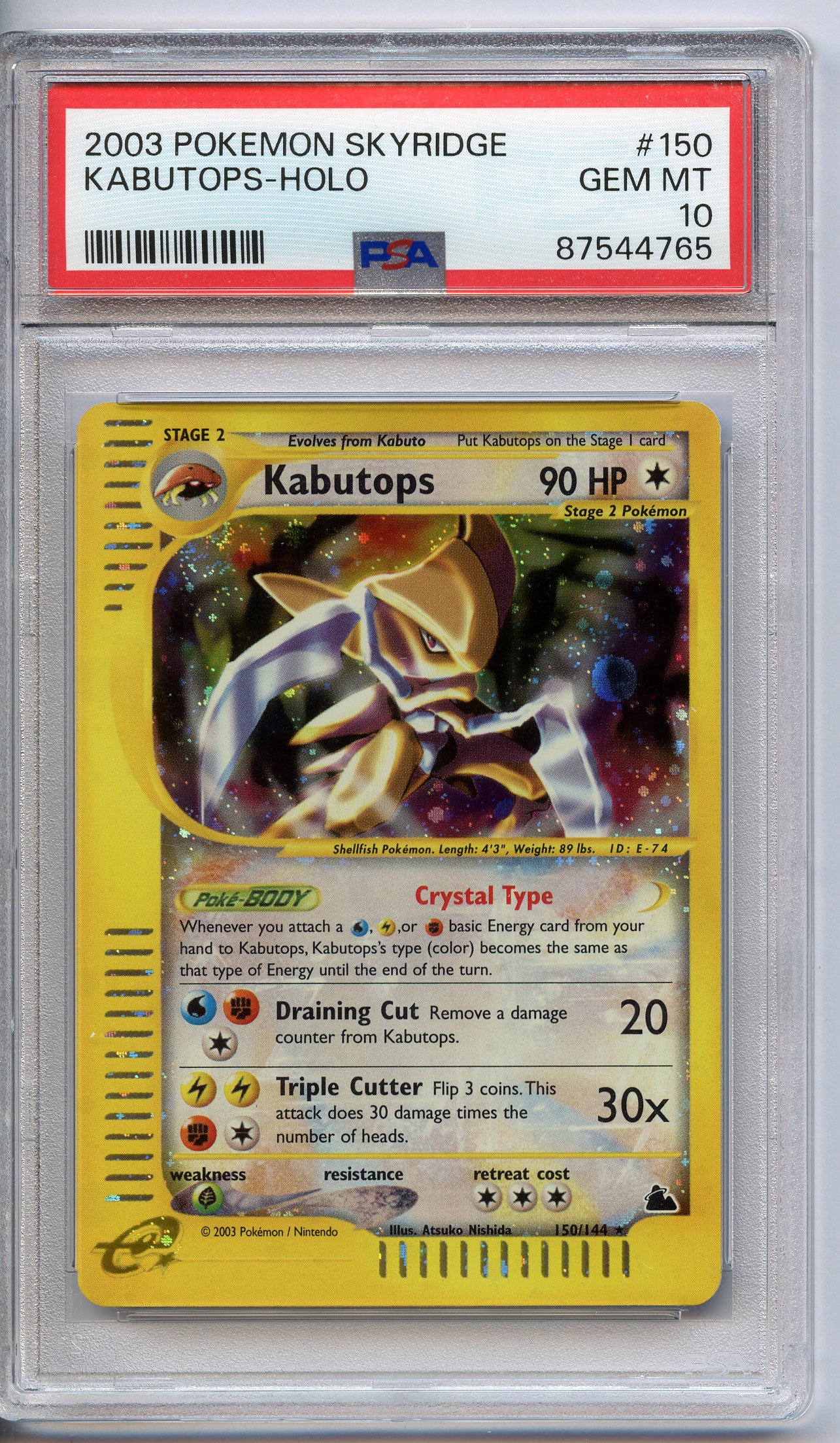 PSA 10 Kabutops Holo Crystal #150 - Skyridge 2003