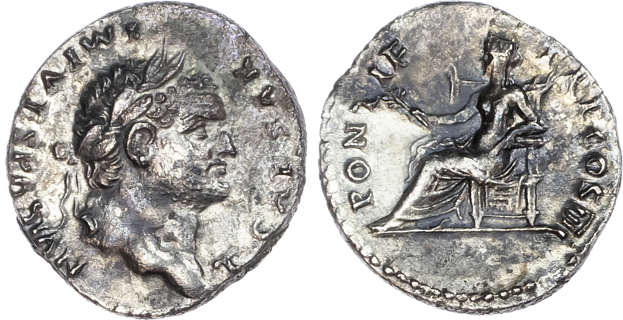Titus (as Caesar under Vespasian, AD 75) AR Denarius, Rome, 2.96g. 