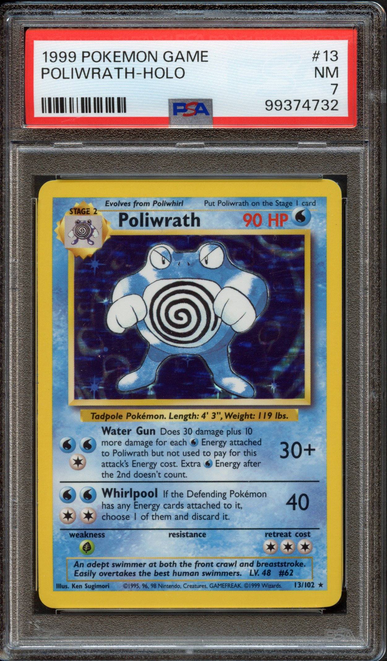 PSA 7 Poliwrath Holo #13 - Base Set Unlimited 1999