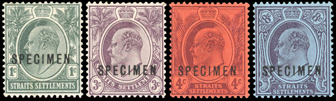 Straits Settlements 1903-04 set of 4 opt Specimen