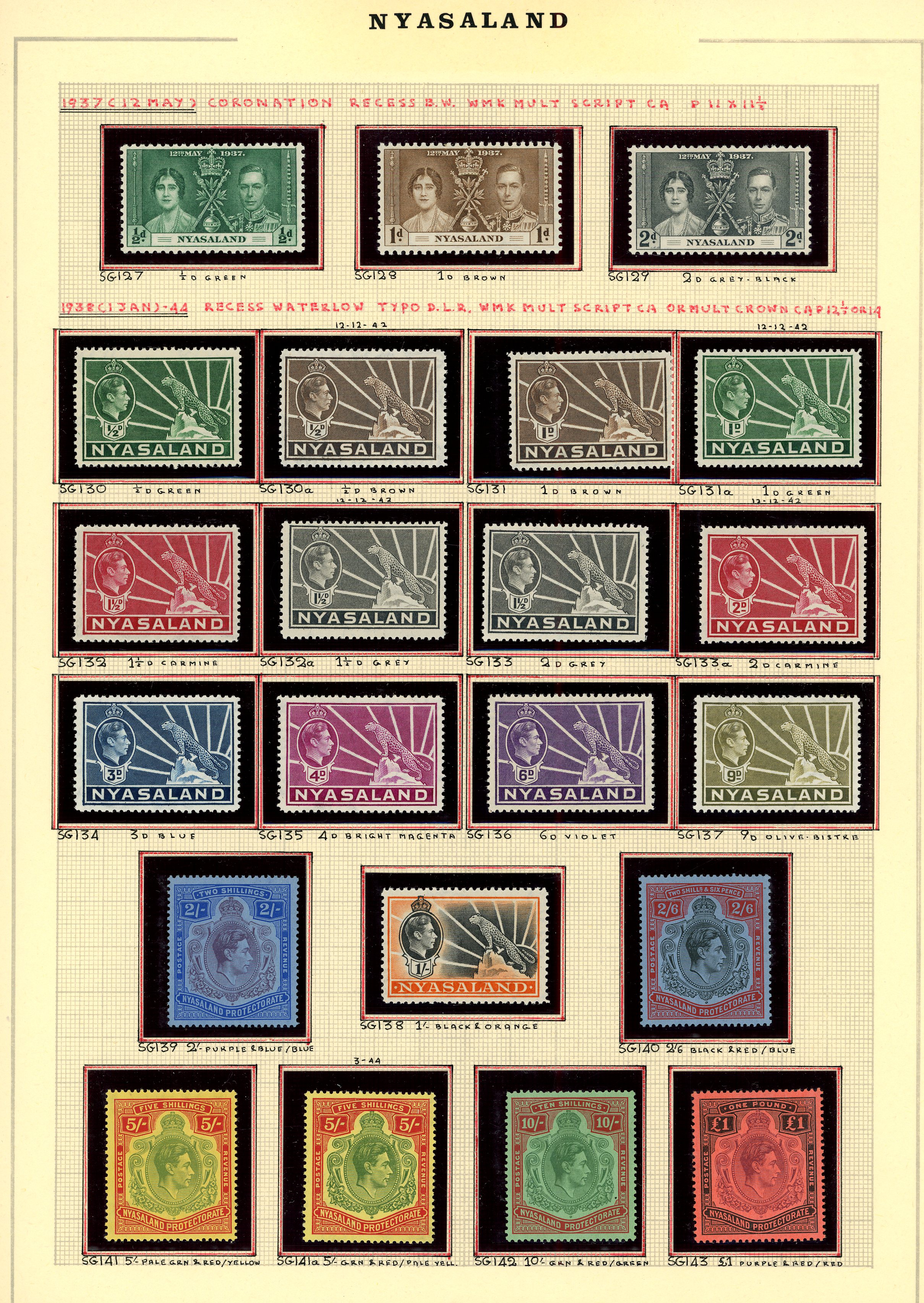 1937-51 mint collection (153) on leaves. 1938...