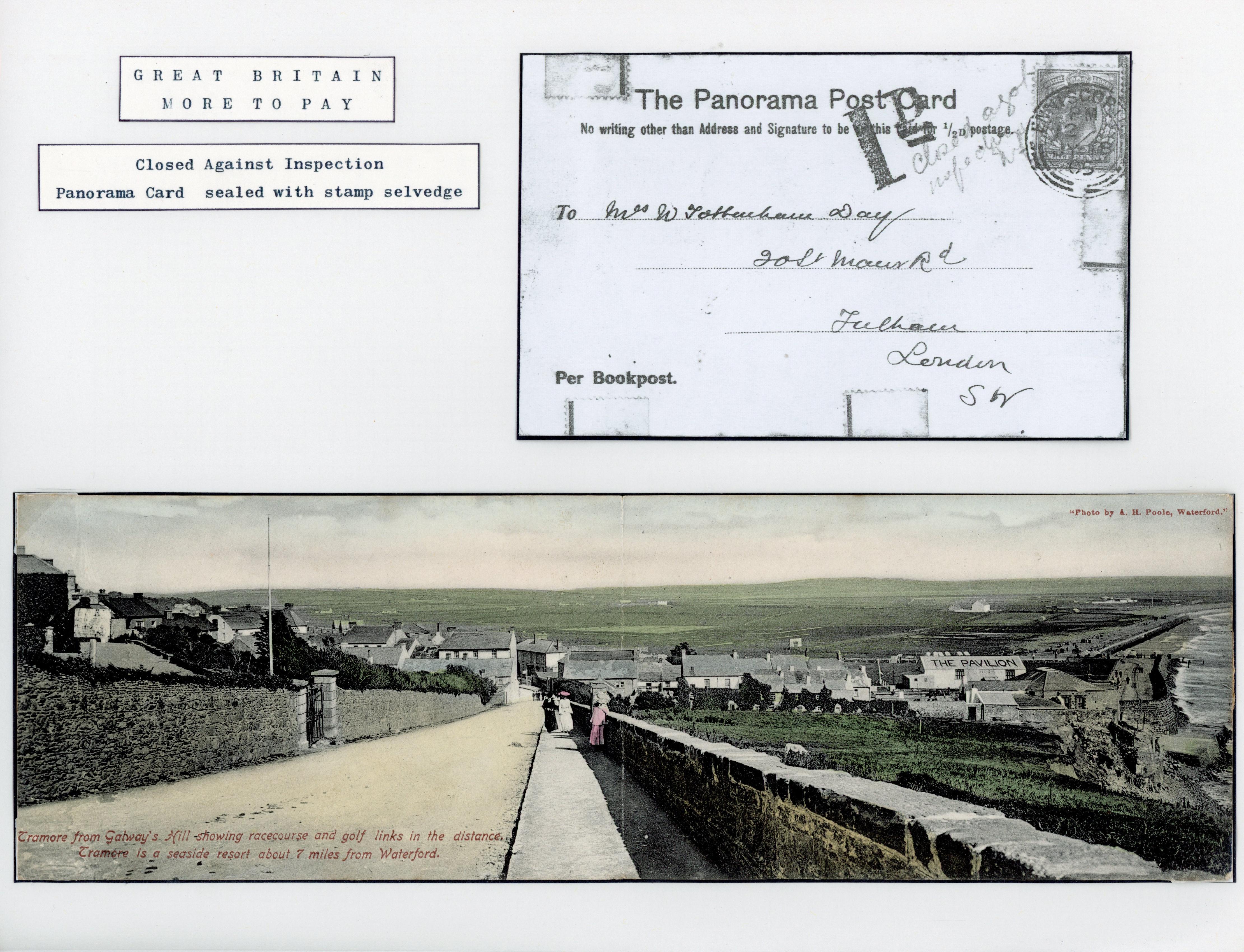 Great Britain 1905 novelty panoramic postcard of Tramore