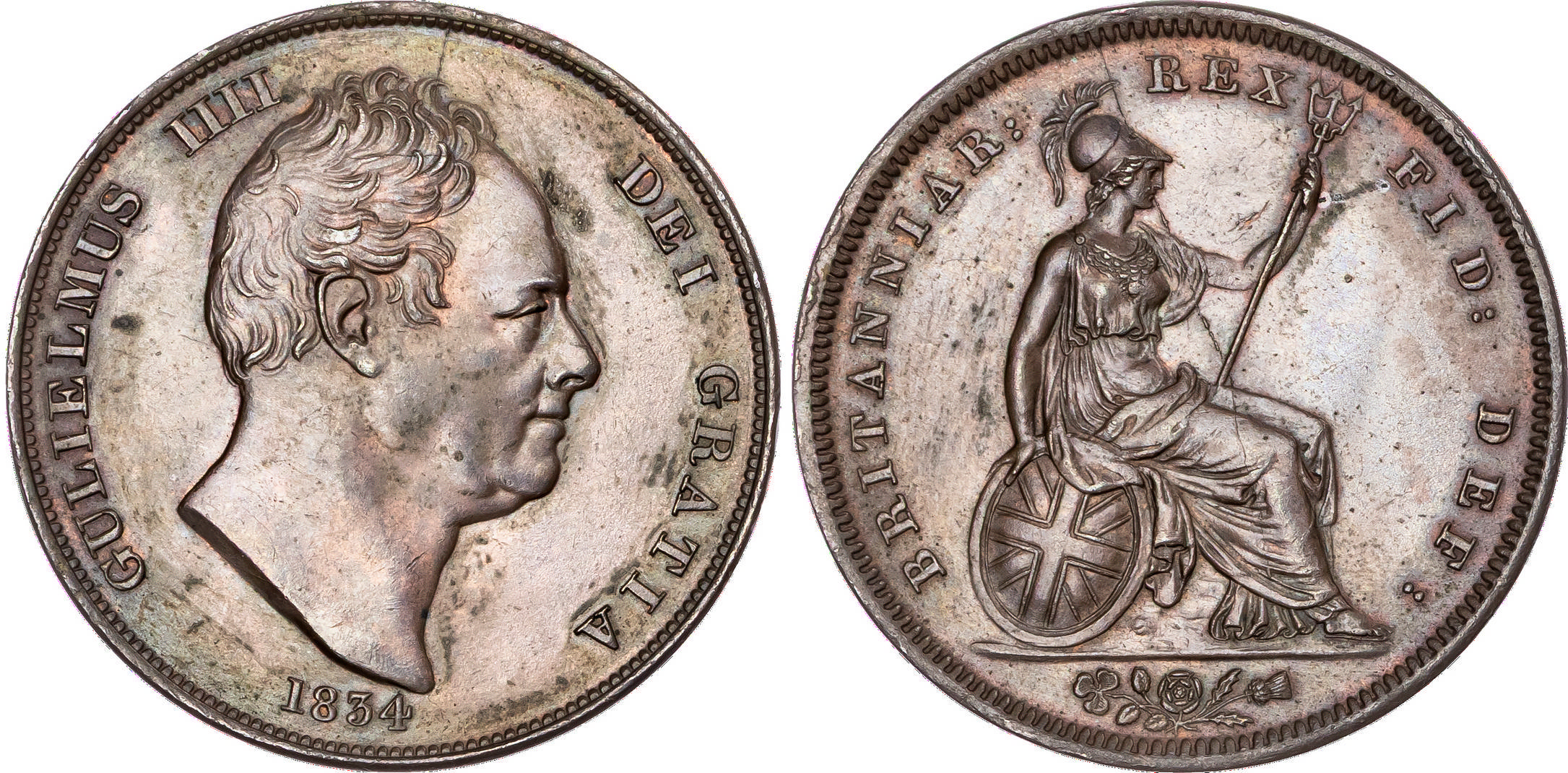 William IV (1830-1837), AE Penny, 1834.