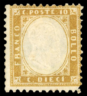 Italy 1862 Emmanuel II 10c bistre fresh large part o.g.