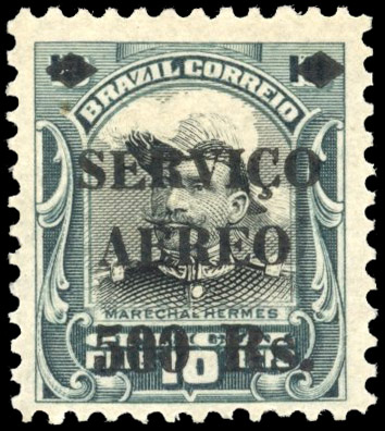 Brazil 1927 Servicio Aereo unissued 500r on 10r large part o.g.