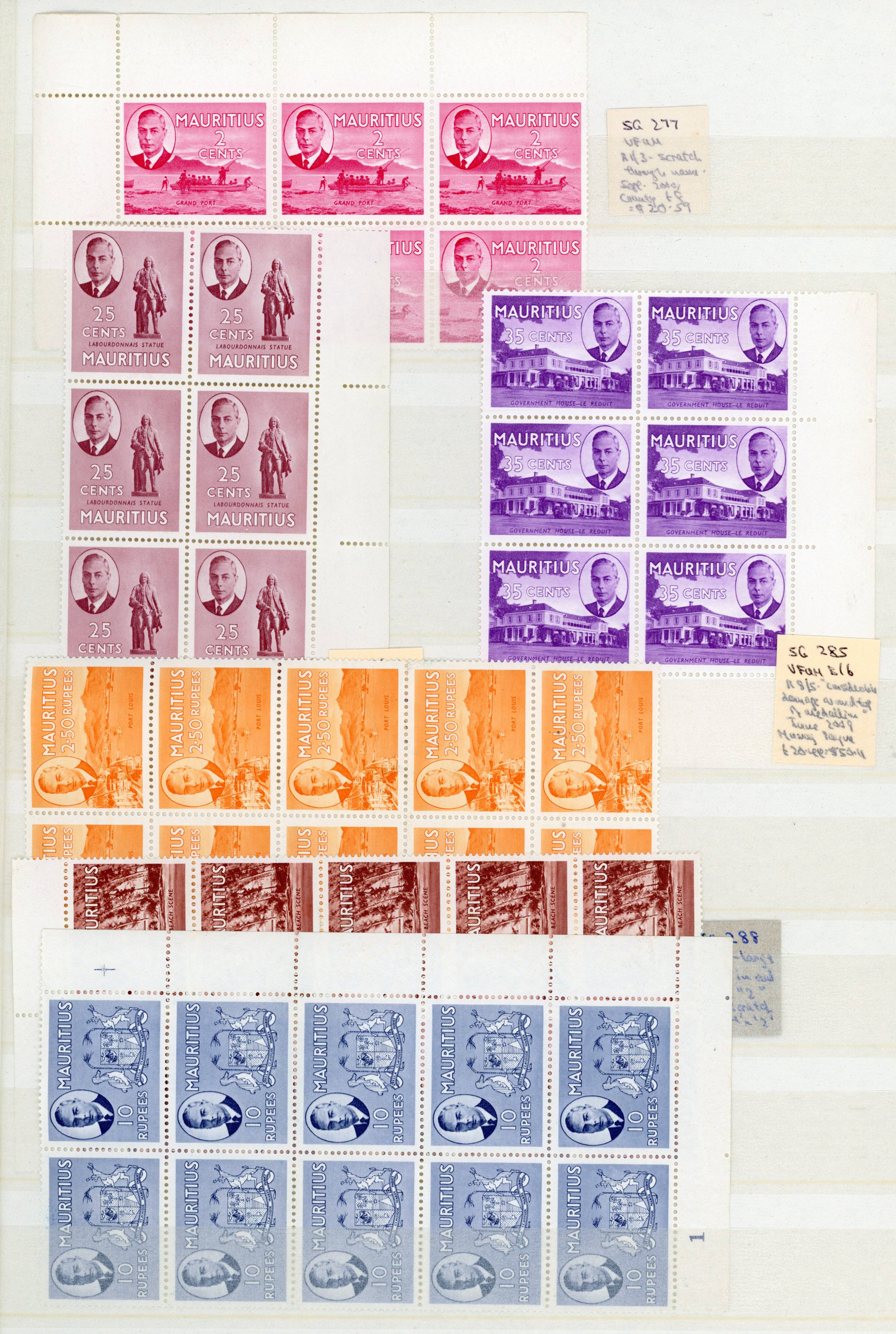 Mauritius SG 277/290 blocks mint