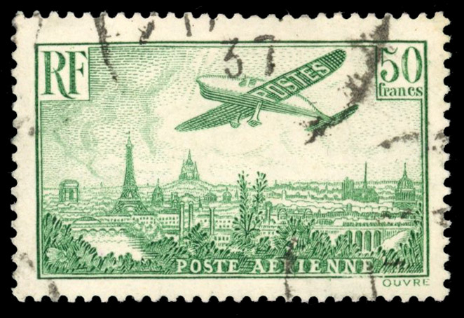 France 1936 50f green airmail used
