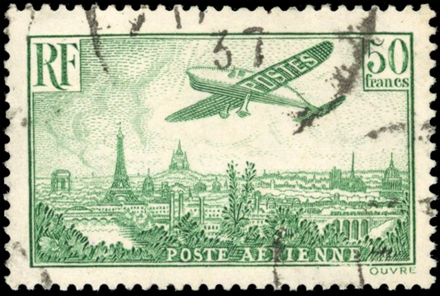 France 1936 50f green airmail used