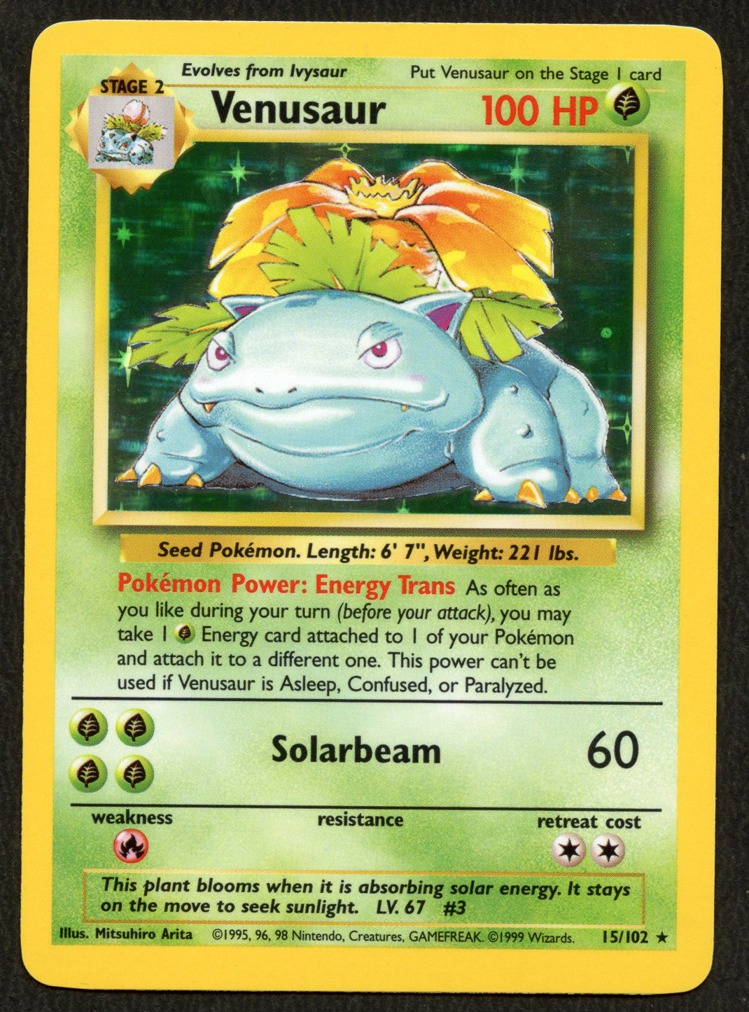 Venusaur Holo #15/102 - Base Set (Ungraded) - Light Play