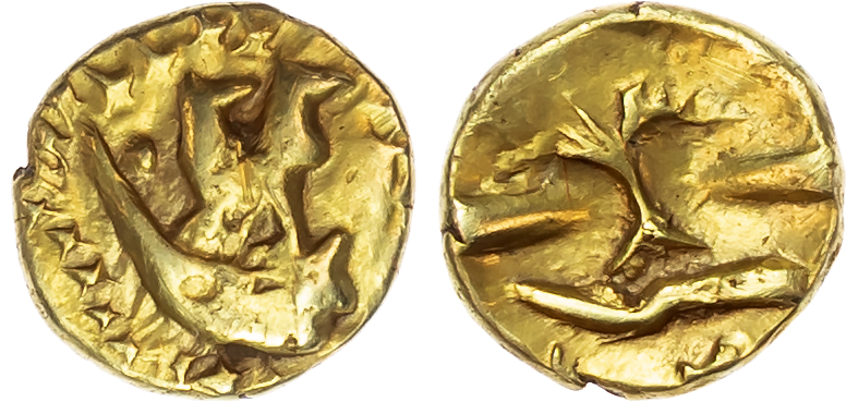 Imported Coinages, Morini (c. 80-50 BC) AV ¼ Stater, ‘Boat/Tree’ type, 1.48g.