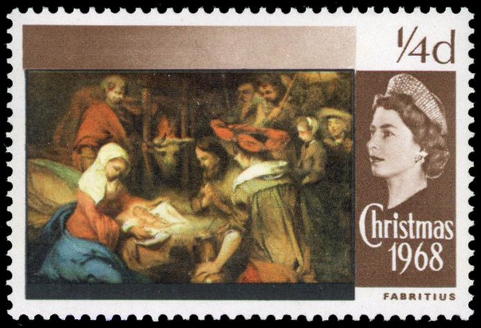 Cayman Islands 1968-69 Christmas ¼d gold omitted mint