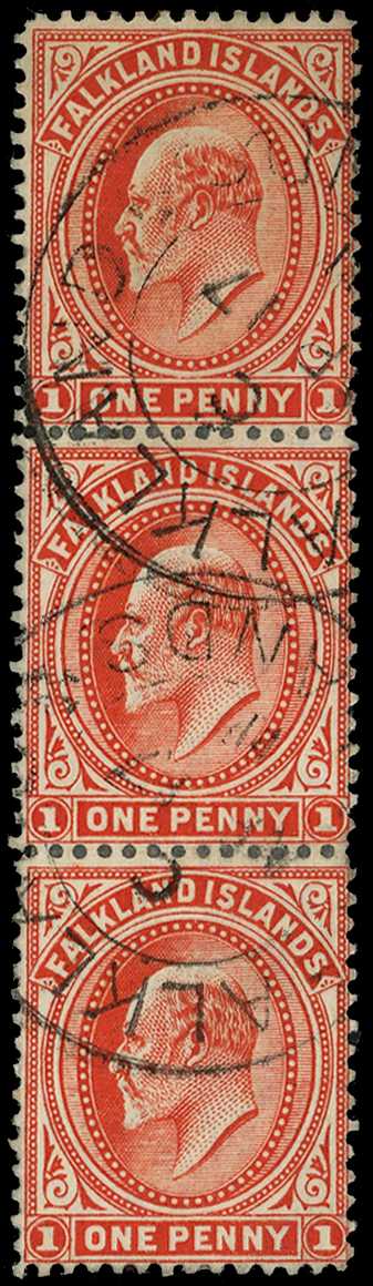 1908 1d vermilion on thick paper vertical...