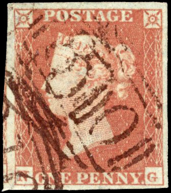 GB SG 8 1841 1d red-brown with brown Tring 1844 numeral 