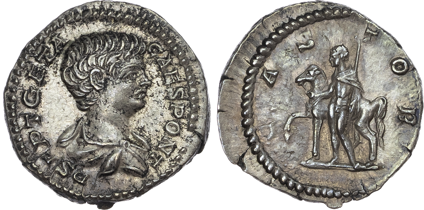 Geta (as Caesar AD 198-209) AR Denarius, Rome, AD 203, 3.75g. 