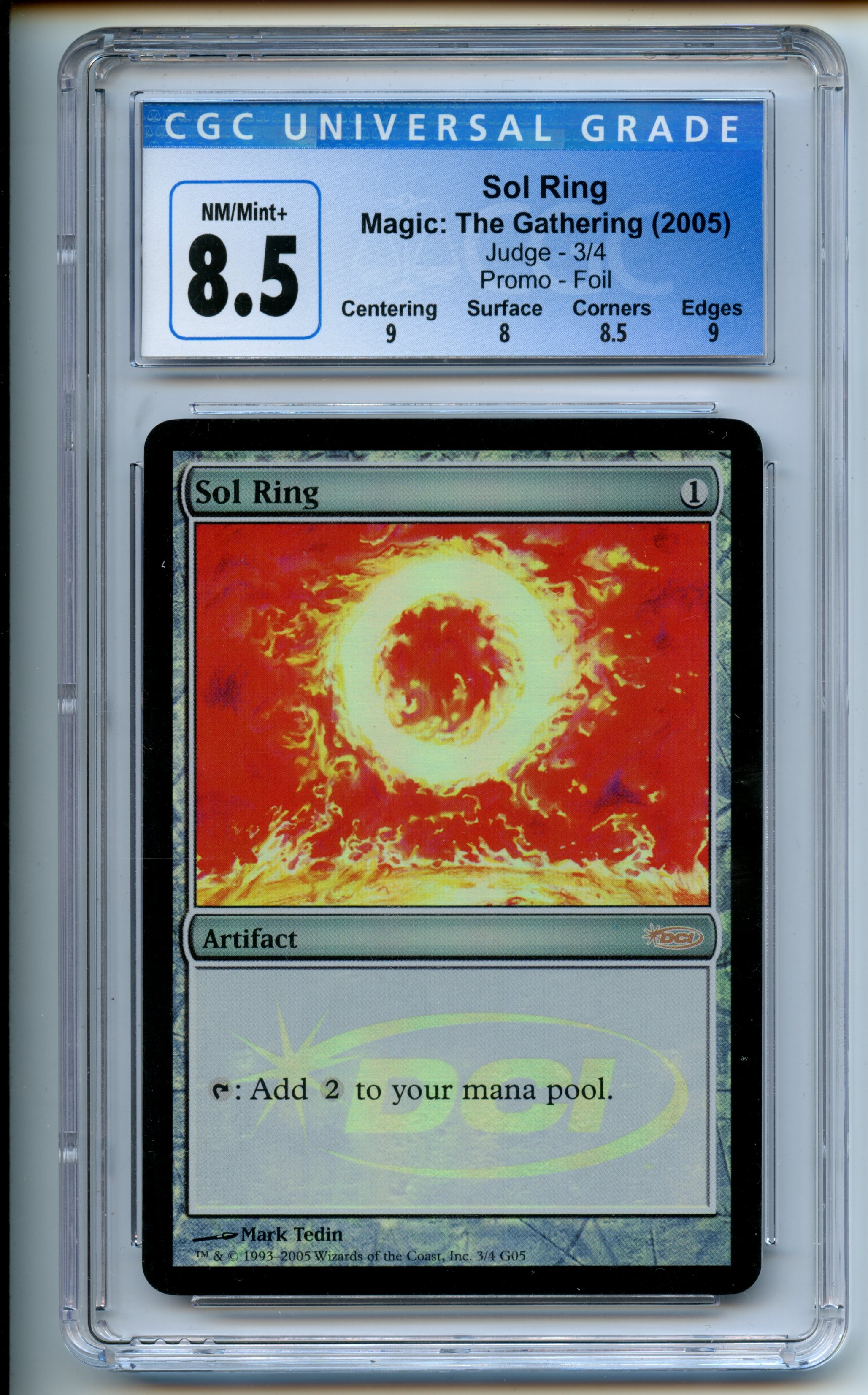 Magic The Gathering  - Sol Ring  FOIL  - Judge Promo - CGC 8.5