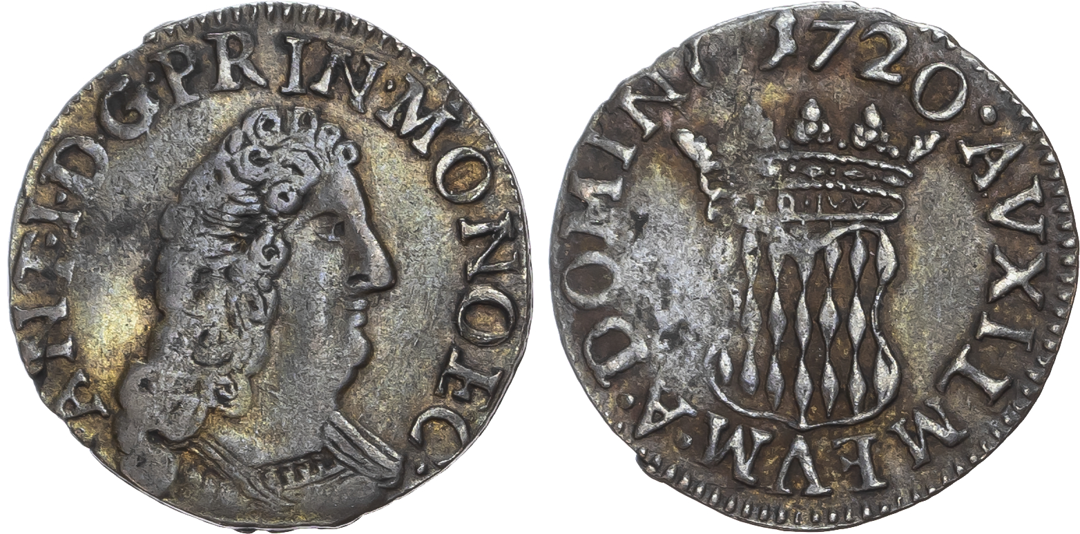 Monaco, Antoine I (1701-1731), billion ½ Pezzetta - extremely rare