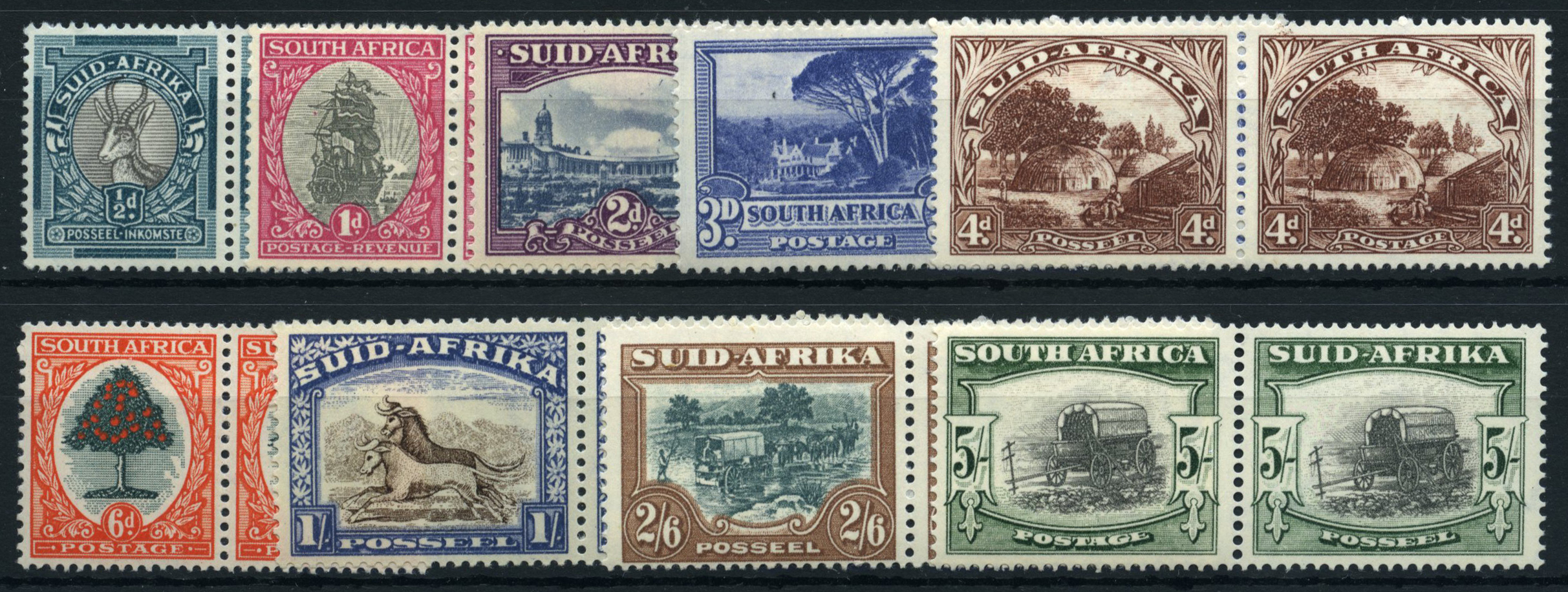 1947-54 Screened rotogravure set of nine, large part o.g. SG 114c-122b, cat...