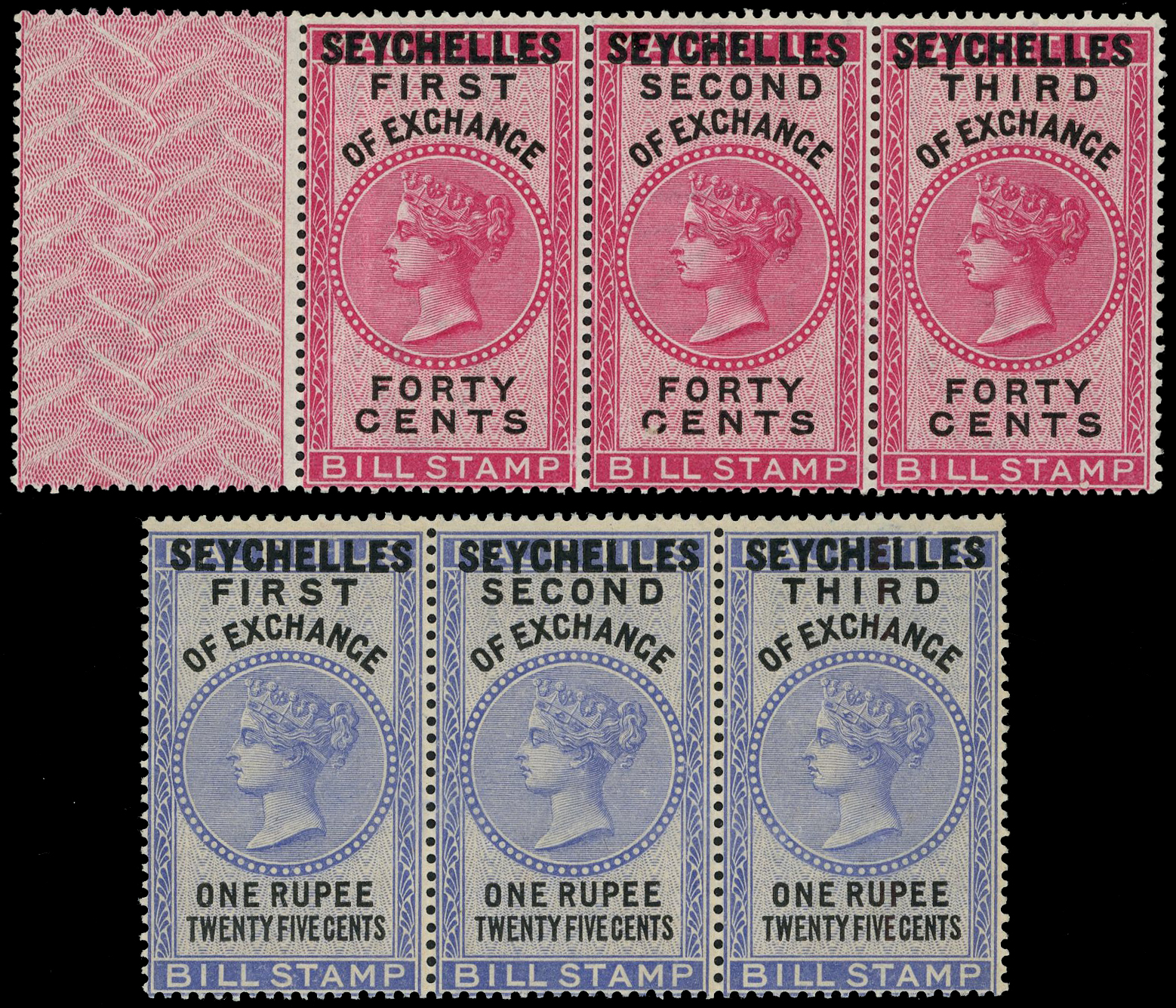Seychelles 1896-98 Bill of Exchange complete mint set in Triplicate