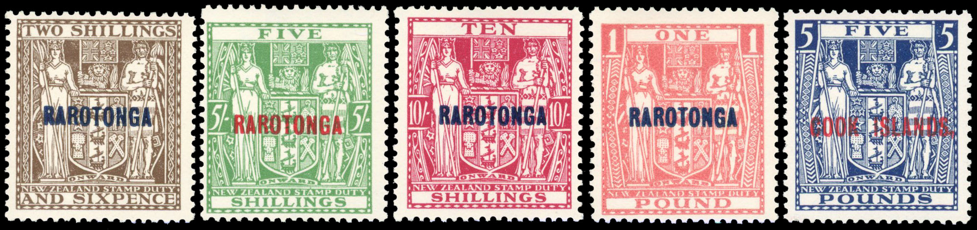 Cook Islands 1931-32 Cowan paper 2s6d to £1 plus £5