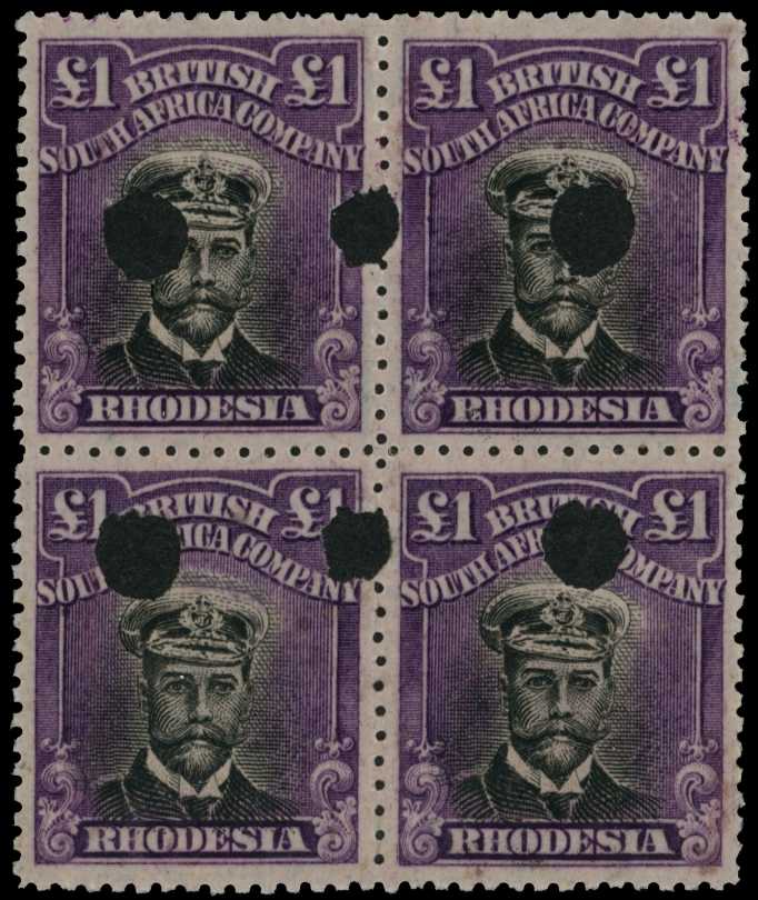 1917-20 £1 Head Die IIIA, perf 14. Block of...