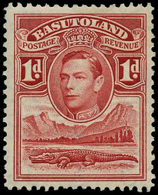 1938-54 1d scarlet with R2/4 tower flaw, o.g....
