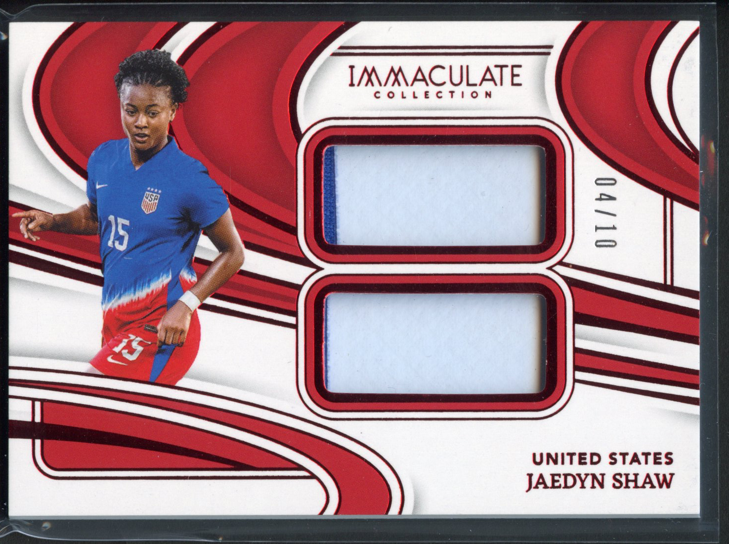 2024-2025 Panini Immaculate Jaedyn Shaw Dual Patch 4/10 No. JP-JS.