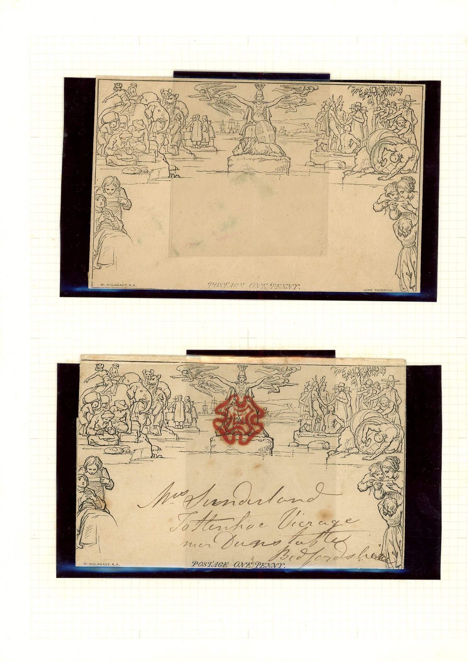 1840 1d black used study of plates 1a to...