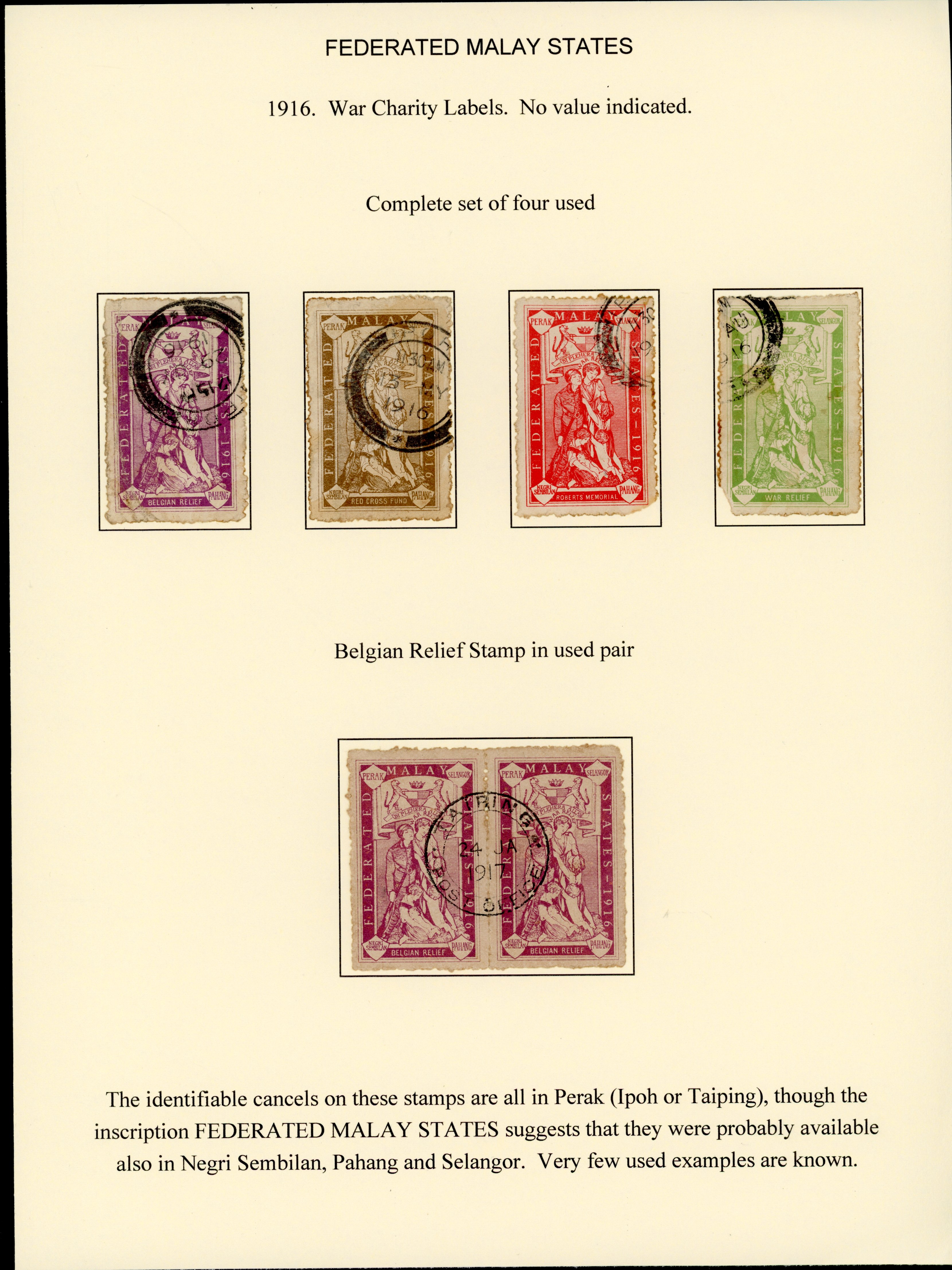 FMS War Charity labels 1916 set mint and used