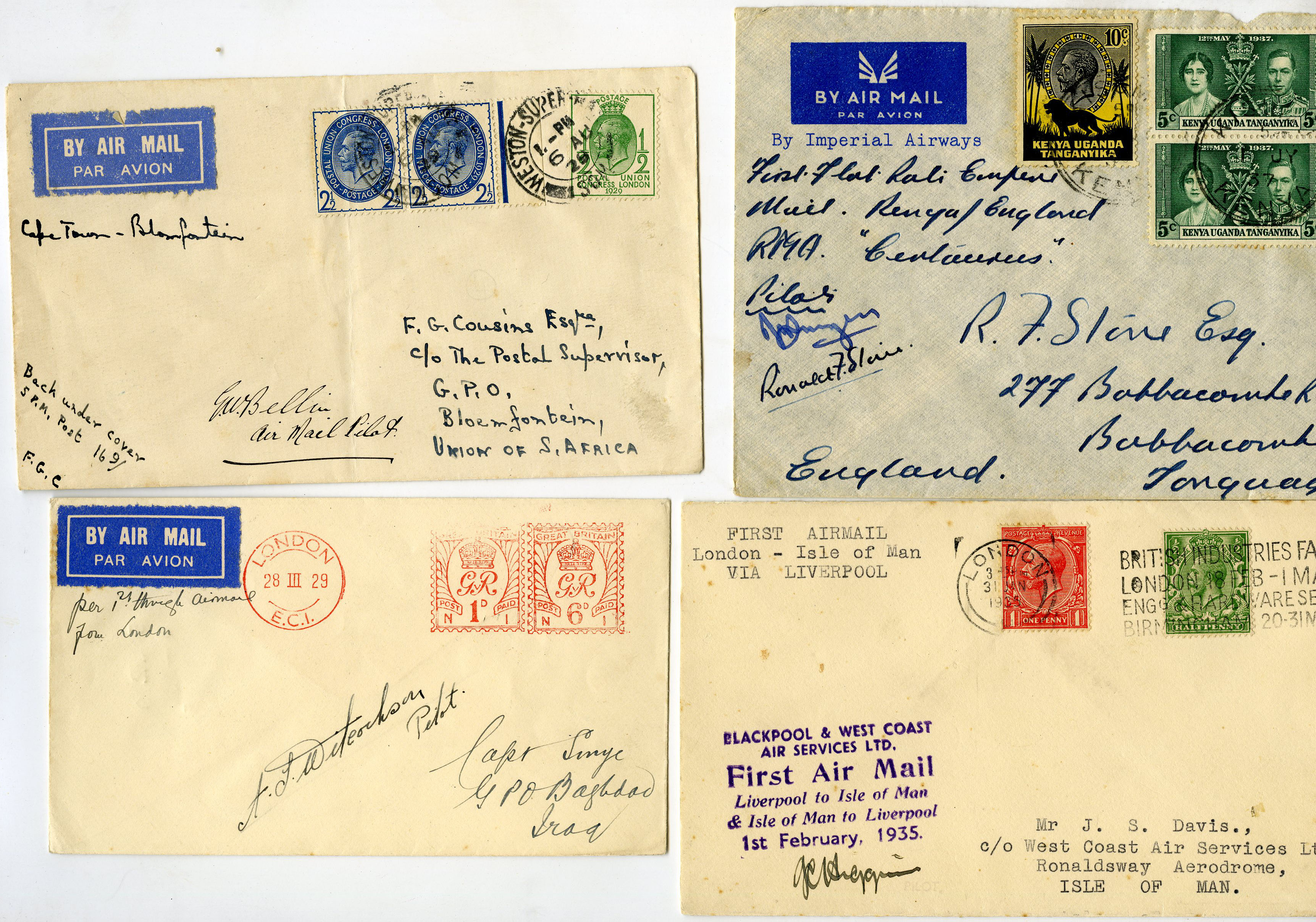 POSTAL HISTORY: Selection of six flight...