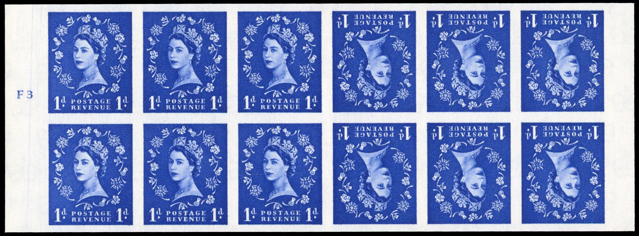 Great Britain 1959 1d Ultramarine, Tête-bêche Pair, BPMA Imprimatur, SG 571