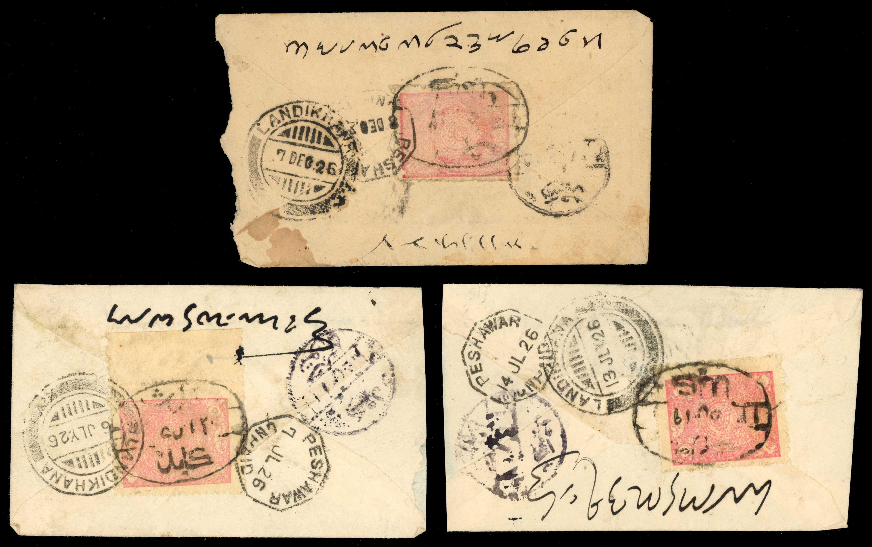 Afghanistan 1926 three postage due covers Kabul to Peshawar