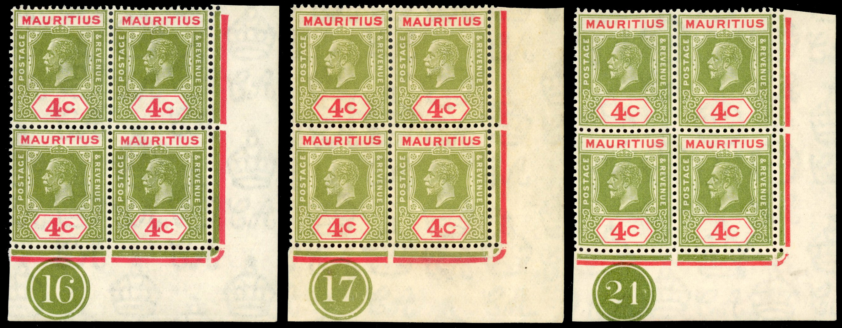 Mauritius SG 226c Plate blocks mint