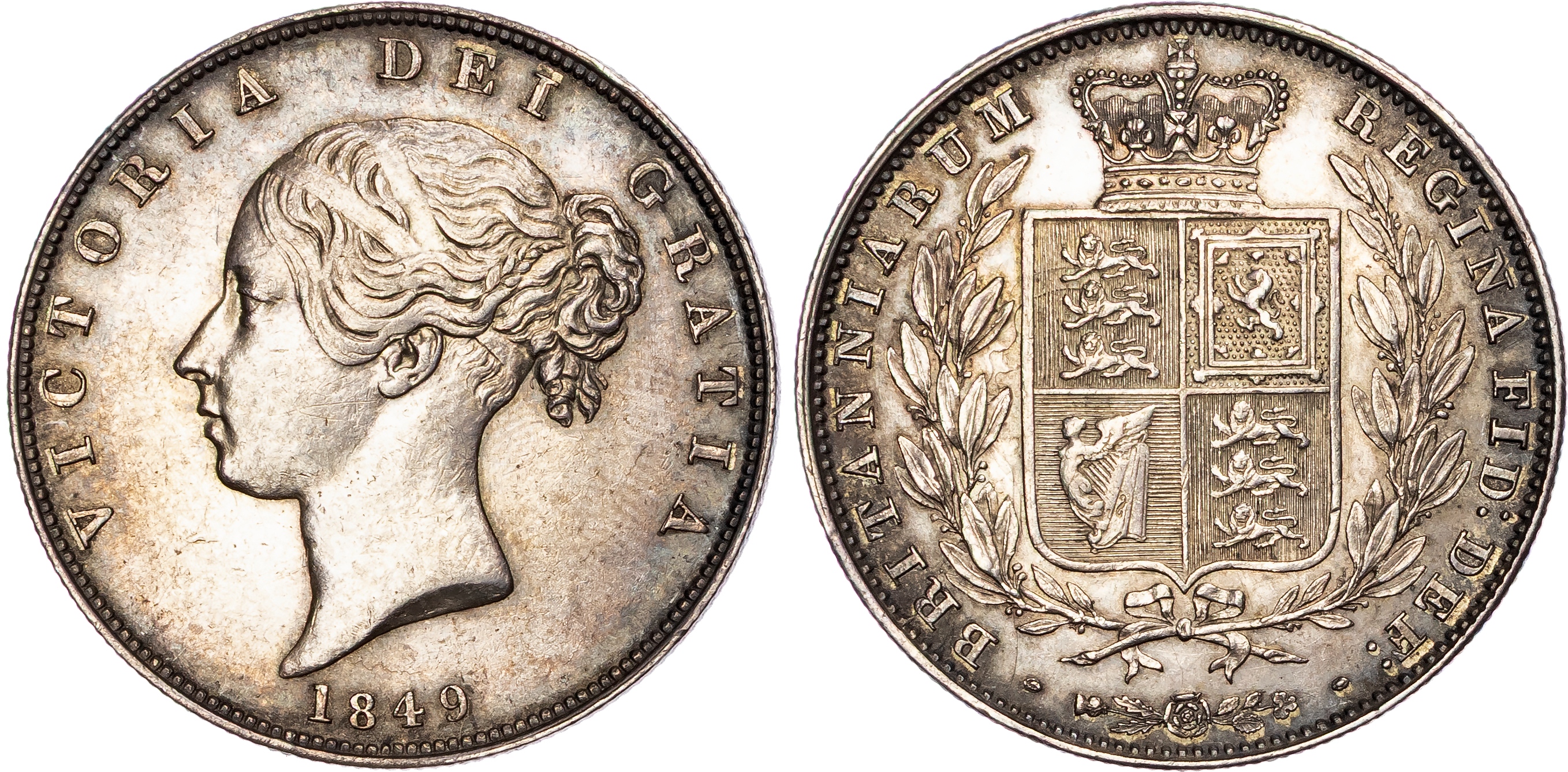 Victoria (1837‐1901), AR Halfcrown, 1849, large date.