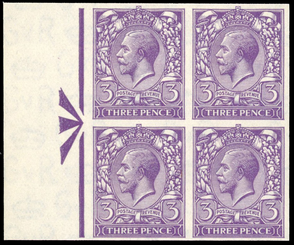 Great Britain 1924 3d Violet, Block of Four, BPMA Imprimatur, SG 423