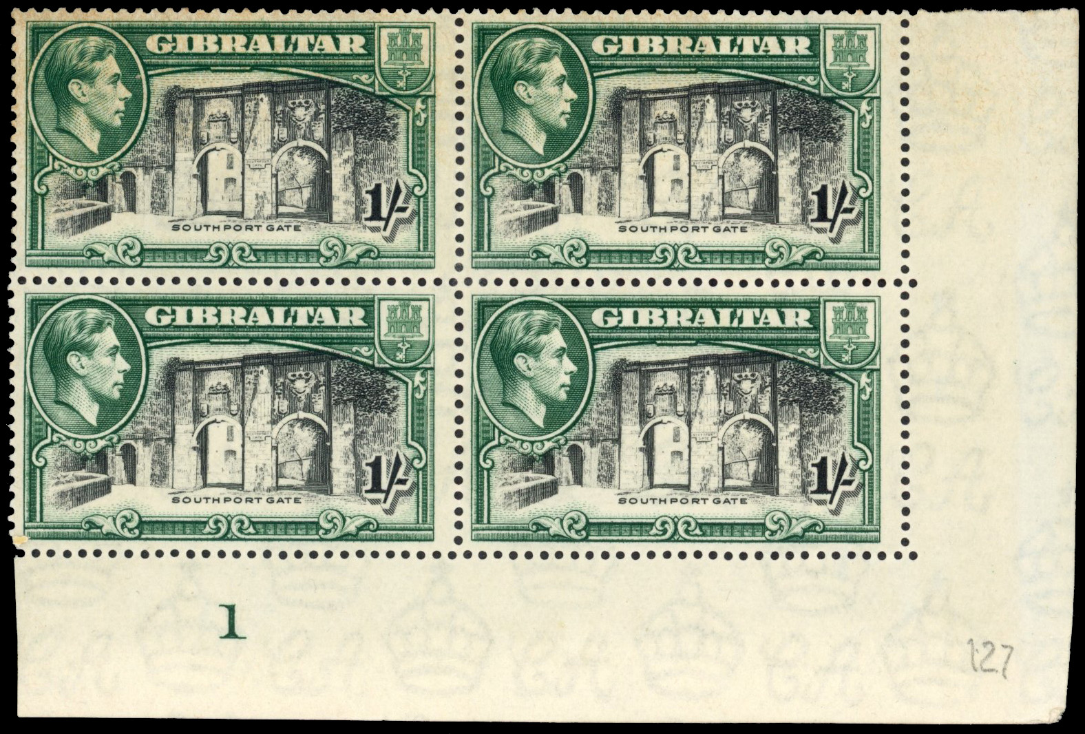 Gibraltar SG 127 Plate block mint