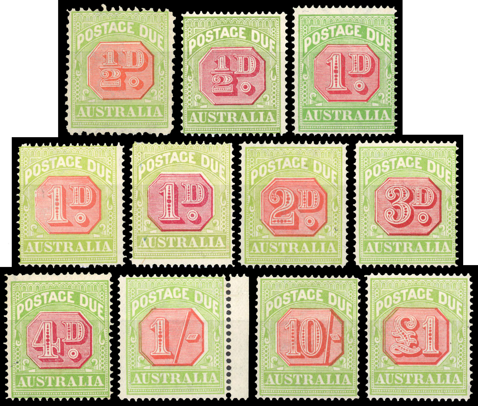 Australia Postage Due 1912-23 ½d to £1 complete set D79a/87 cat £3,000+