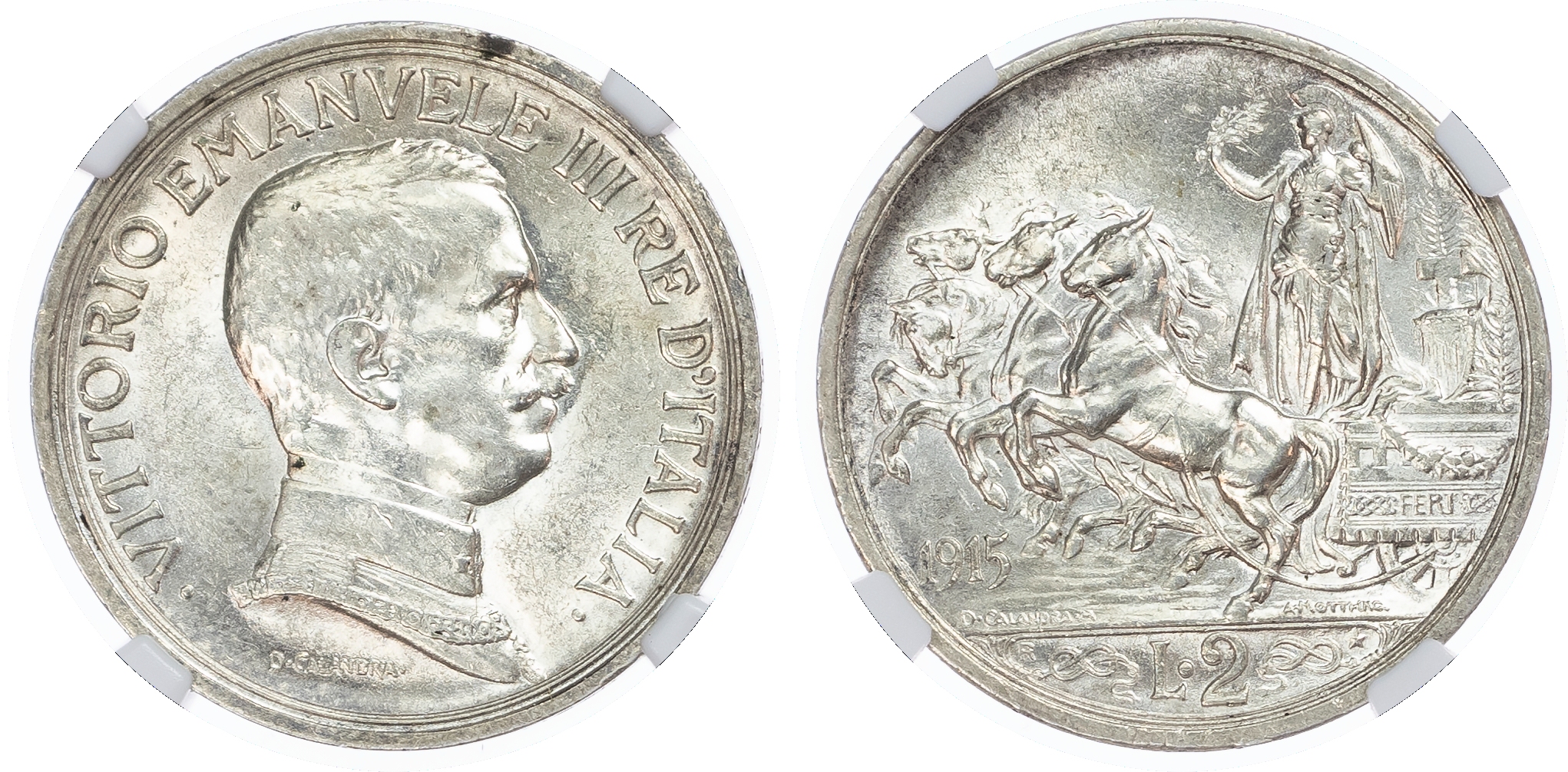 Italy. .Vittorio Emanuele III AR 2 Lire. 1915R. 