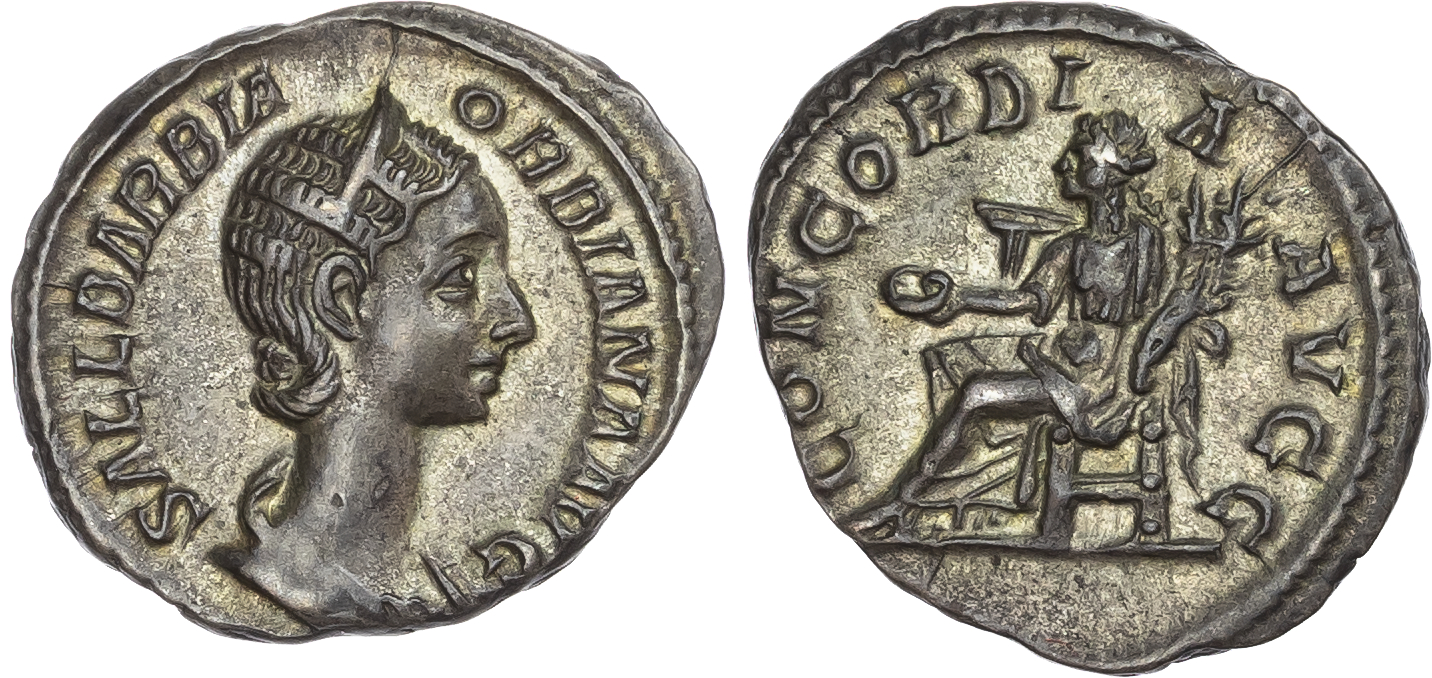 Orbiana, wife of Severus Alexander (AD 222-235) AR Denarius, mint of Rome, AD 235-237, 2.75g. 