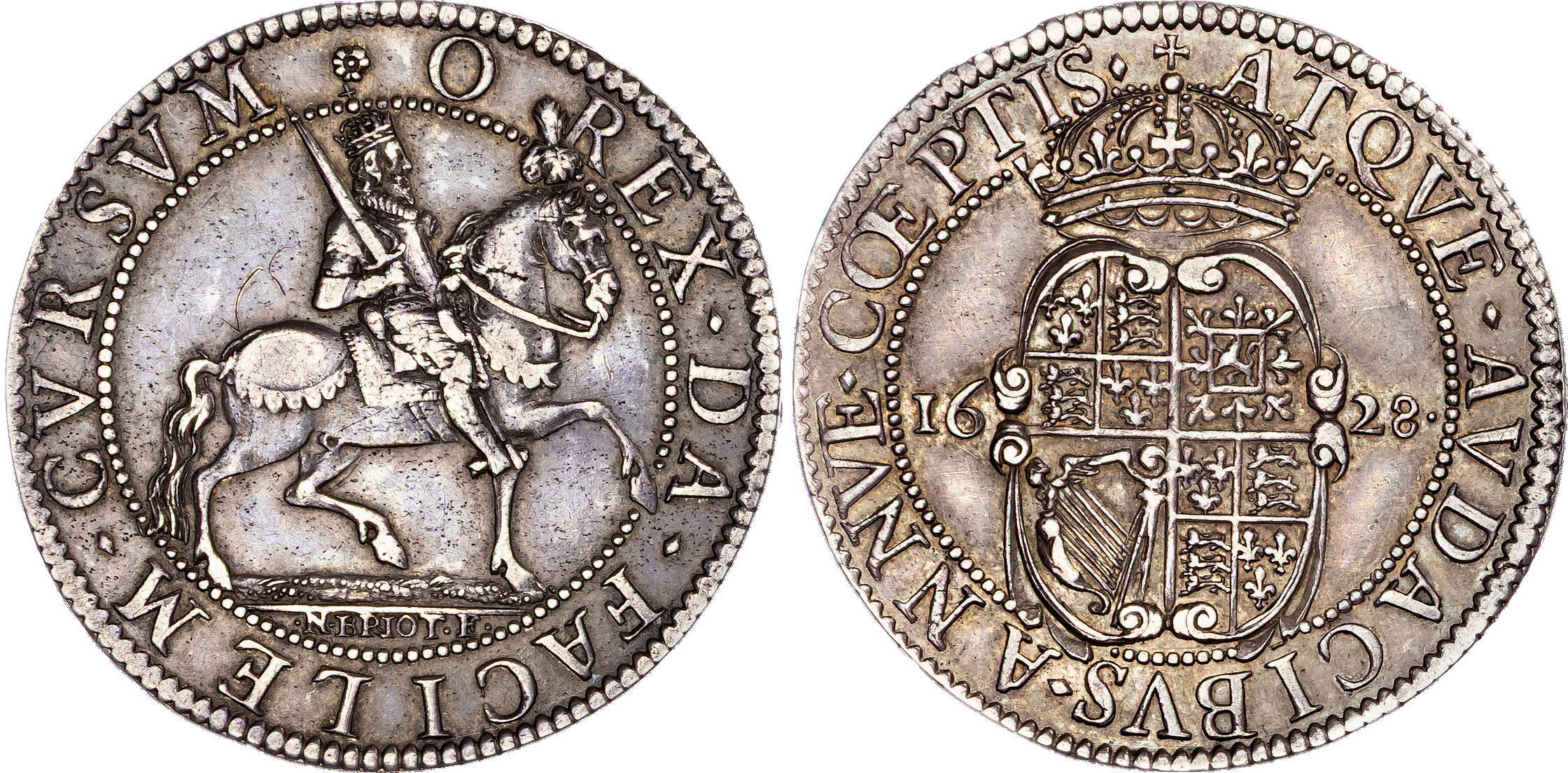 Charles I (1625-1649), AR Pattern Halfcrown, Briot’s Issue, mm. flower.