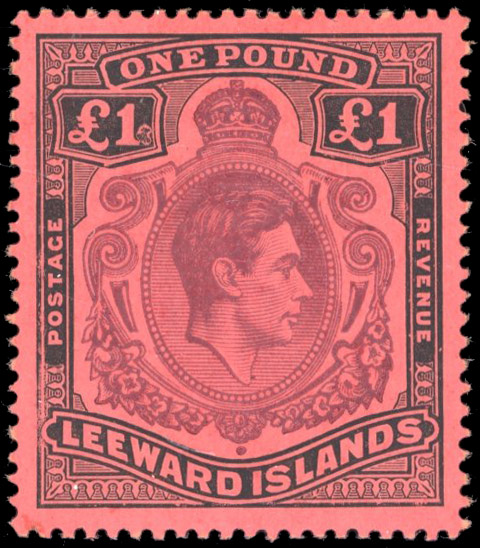 Leeward Islands SG 114a 1942 (Feb.) £1 'Legs of Man' mint