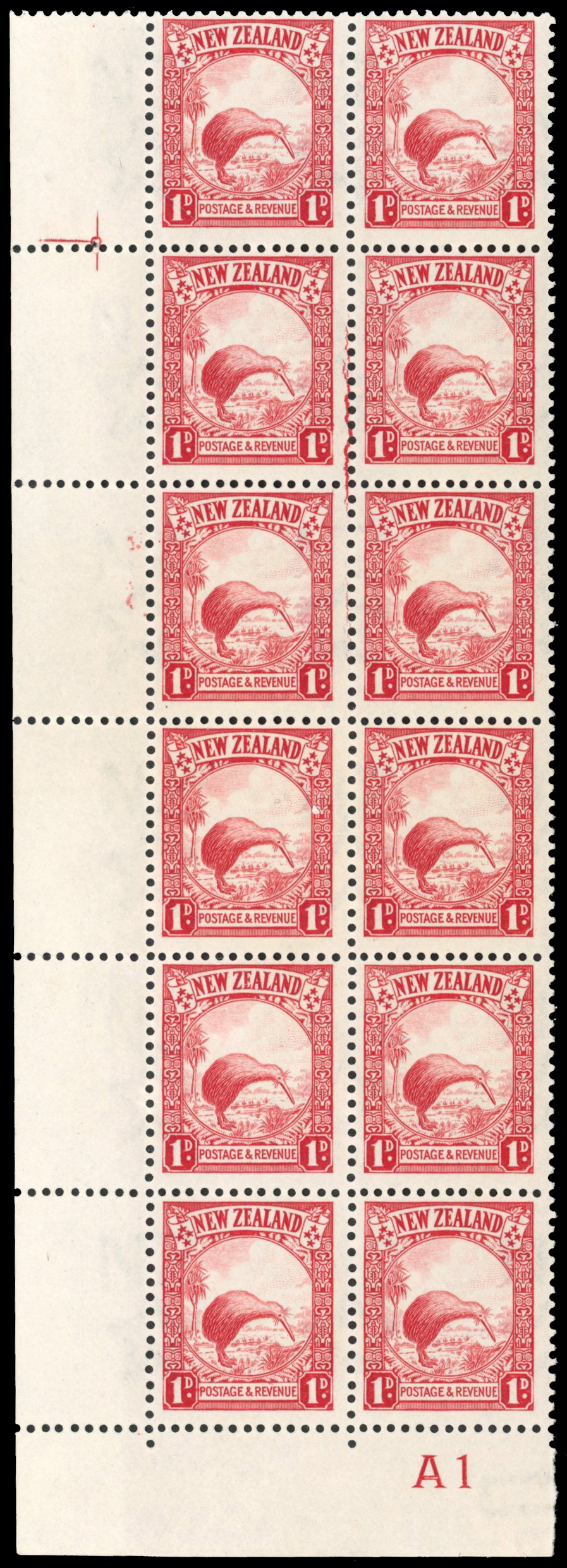 NZ SG 557 Plate A1 block with varieties mint