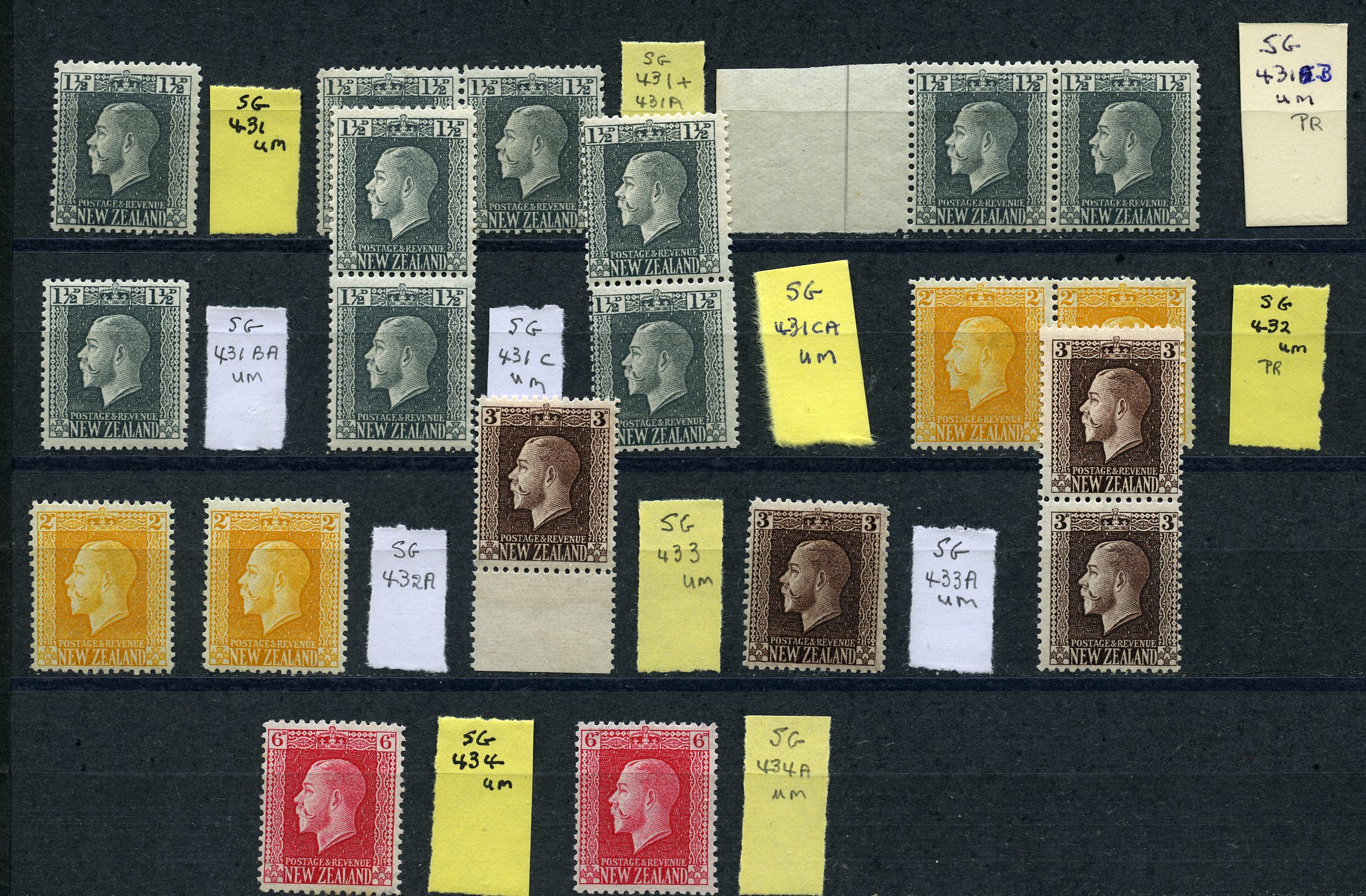 1916 1½d to 6d mint group (20) on thin paper...